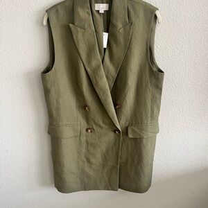 LOFT Khaki Double-Breasted Vest
